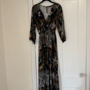 NWT Lola Made in Italy Geometric Print Maxi Dress